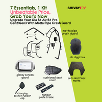 Combo Pack Of 7 In one Accessories Kit with motta pipe crash guard For Ola S1 Air/S1 Pro Gen2/S1 Pro Gen3