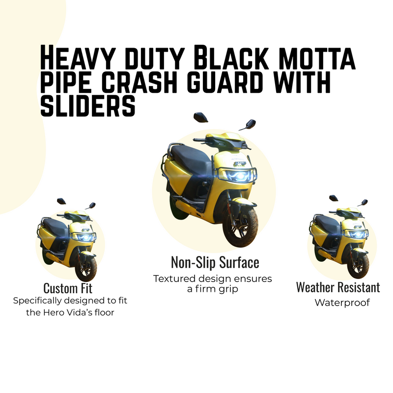 Heavy duty Black Motta pipe crash guard with sliders for Vida VX2