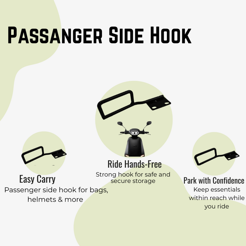 Passanger Side Hook | Ladies Handle | Hook for Convenient hand support - OLA S1 Air/S1 Pro Gen2/S1 X/X+/Gen 3 (Black)
